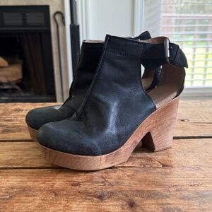 Free People 37 US 6.5 Black Apple Orchard Clog Wood